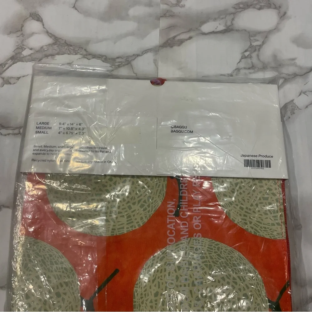 Baggu Go Standard Bag Set of 3 in Japanese Produce Print - Picture 7 of 8